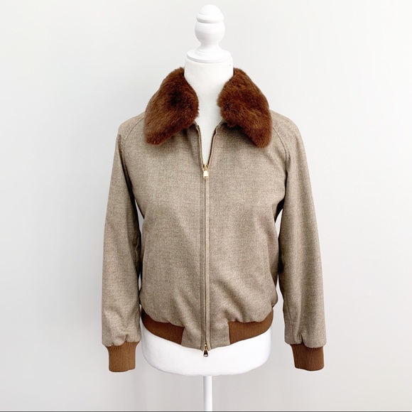 Carlisle Jackets & Blazers - Carlisle Fur Collar Wool Blend Bomber Jacket 4